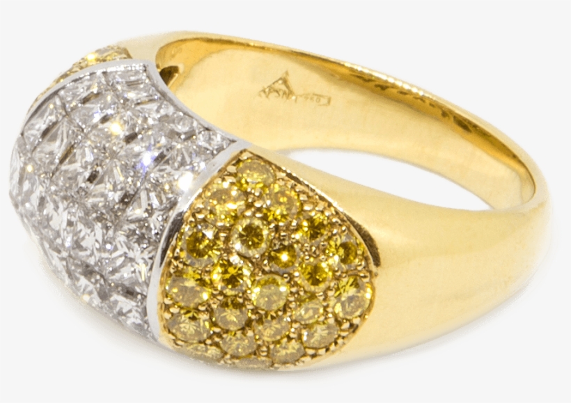 White & Yellow Diamonds Ring - Ring, transparent png download