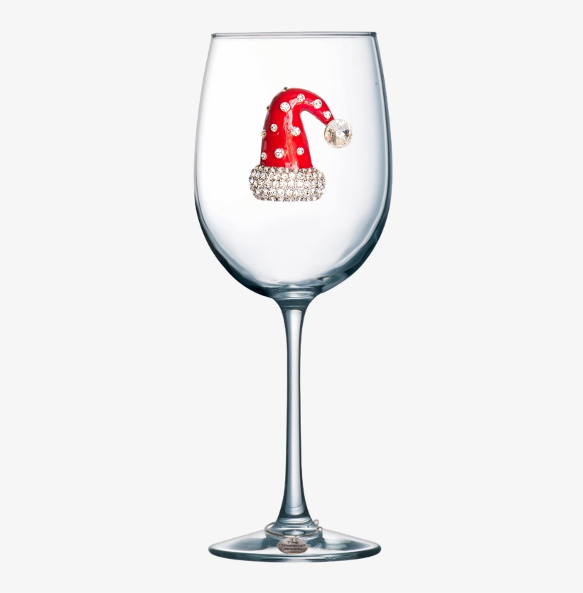 Santa Hat Jeweled Stemmed Wine Glass - Wine Glass With Heart, transparent png download