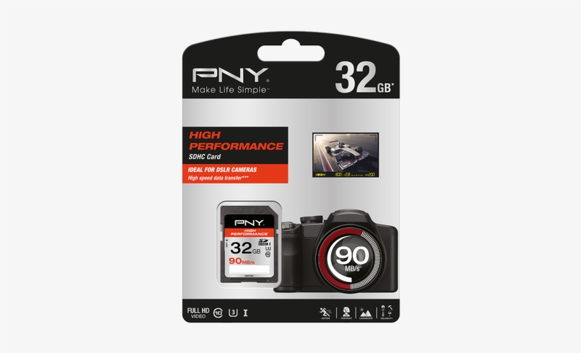 Pny 32gb Uhs-i Class 10 Sdhc Memory Card, transparent png download