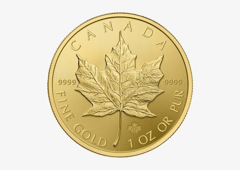 Reverse Of The 1oz Canadian Maple Leaf Gold Coin - Canadian Maple Leaf Fine Gold 1 Oz, transparent png download