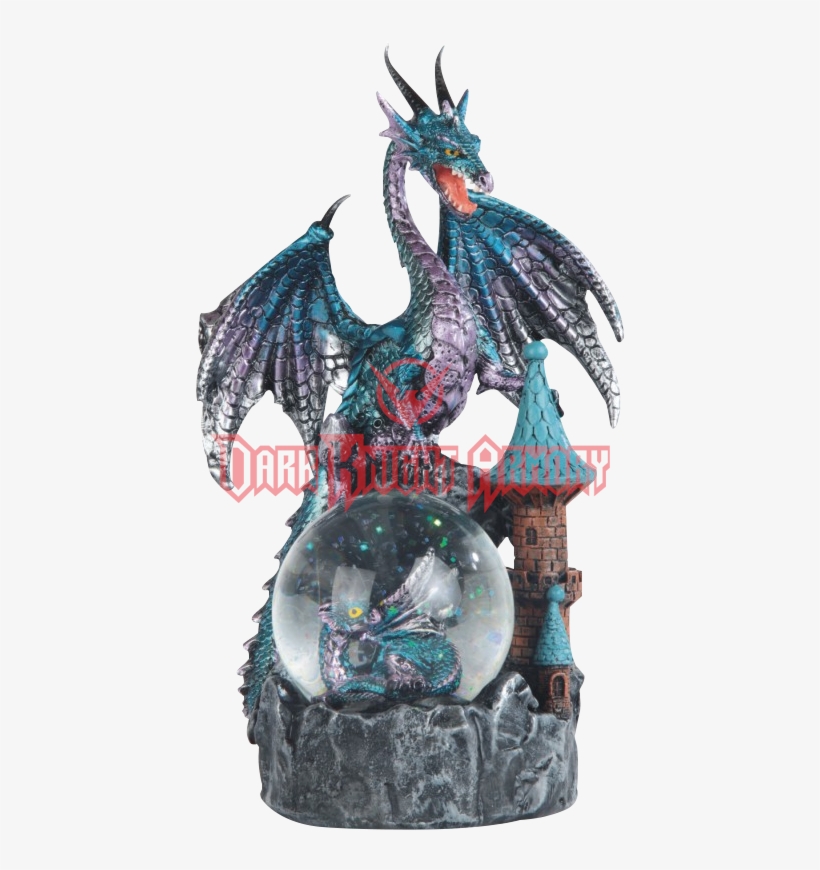 Blue Dragon On Castle Snow Globe - Stealstreet Ss-g-71503 Metallic Dragon And Castle Snow, transparent png download