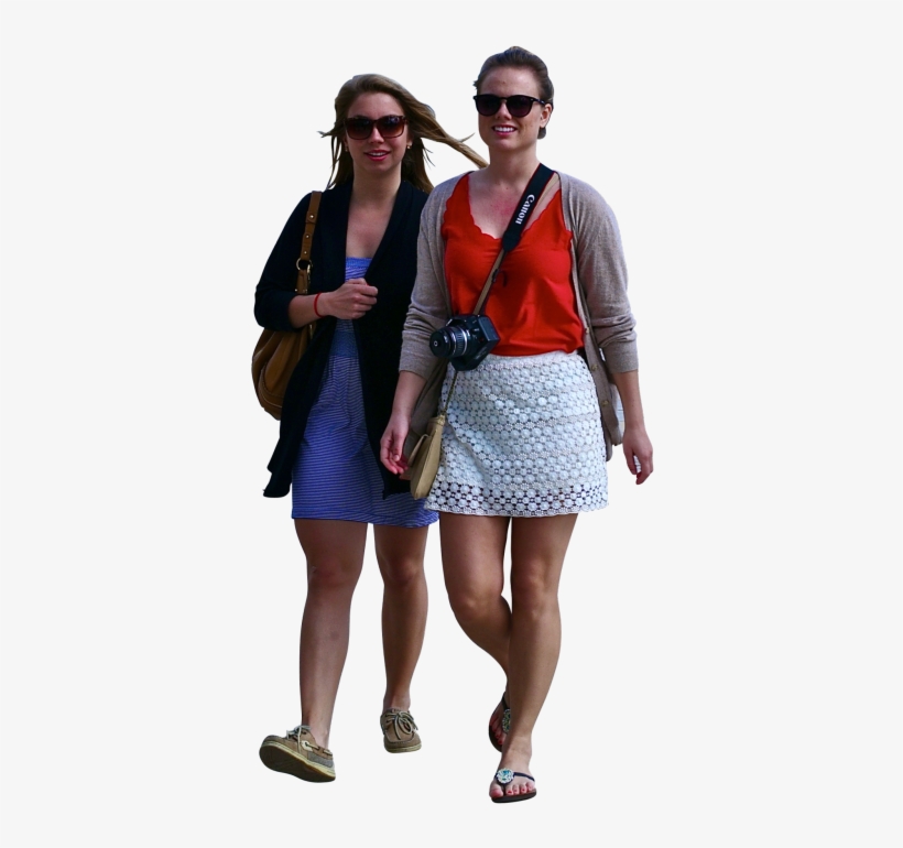 Tourist Women With Camera Woman Walking Png - Tourist Walking Png, transparent png download