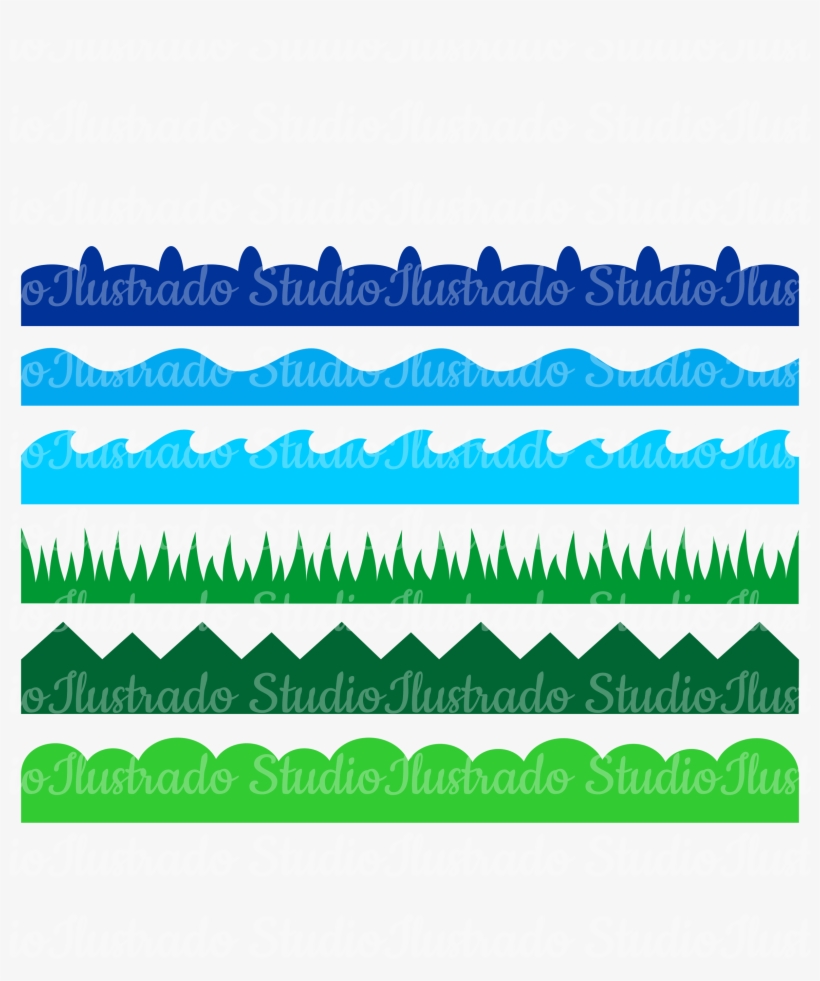 Silhouette, Regular Cut, Borders, Bordas, Ondas, Wave, - Grama Silhouette, transparent png download