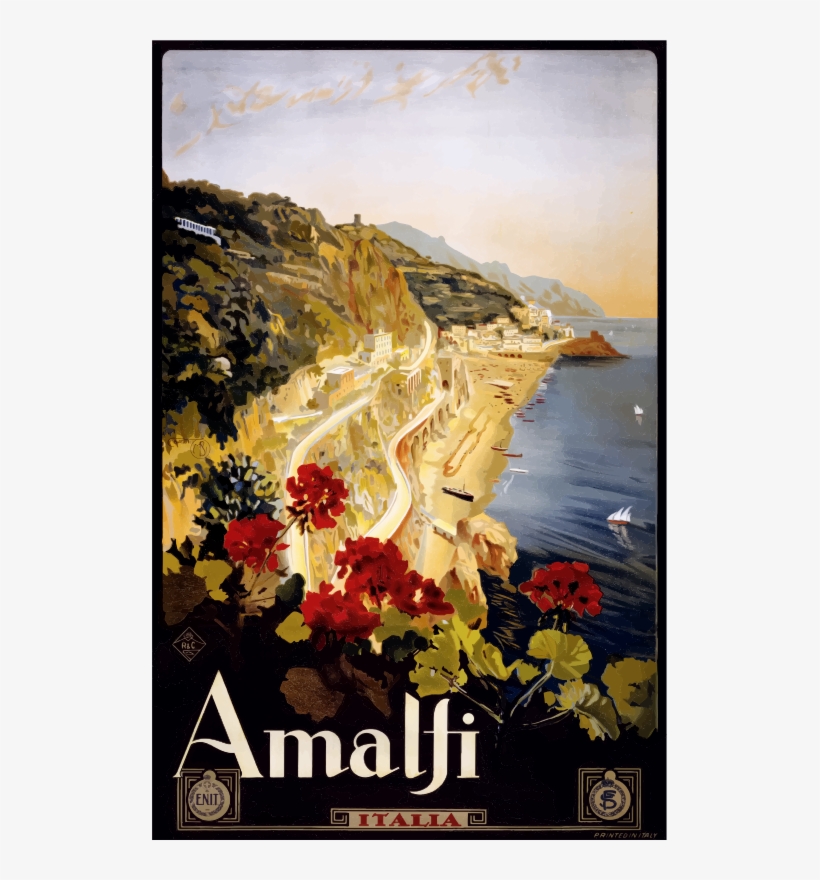 Medium Image - Amalfi Coast Vintage Poster, transparent png download