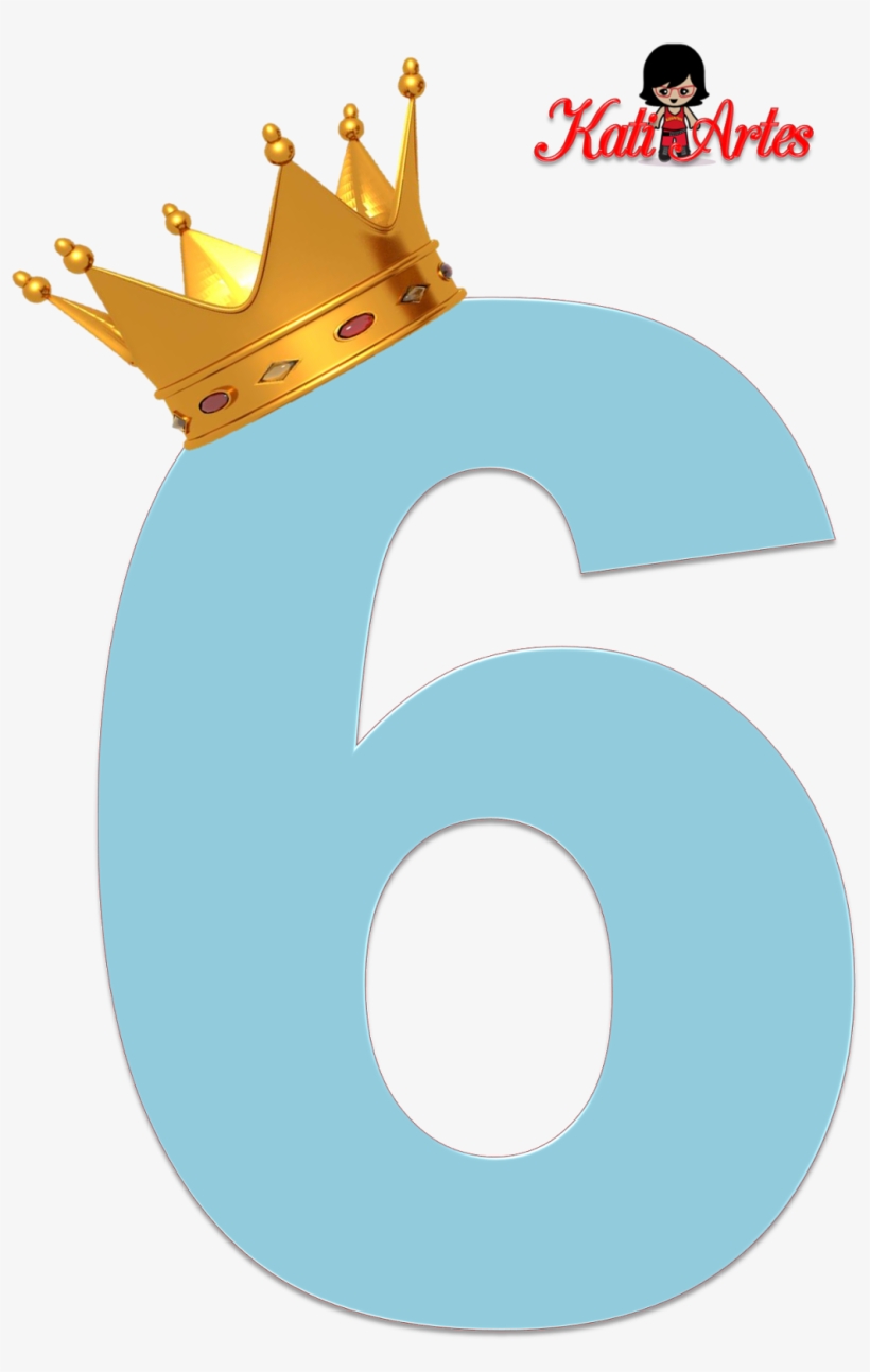 Alfabeto De Números Azul Claro Con Coronas - Numeros 6 Con Coronas, transparent png download