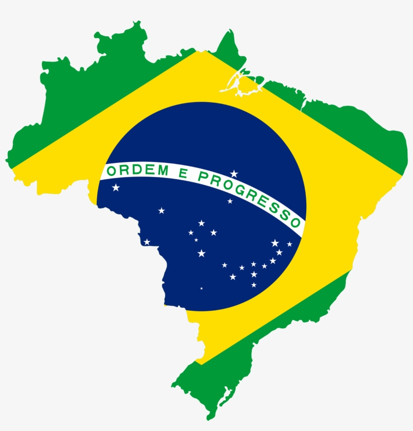 Map Of Brazil With Flag - Brazil Map Flag Png, transparent png download
