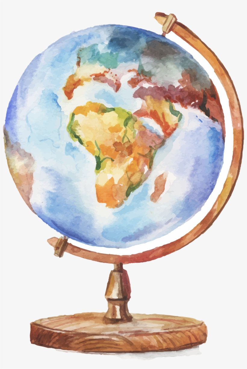 Globe Watercolor Painting Drawing Illustration - Globe Watercolor Transparent, transparent png download