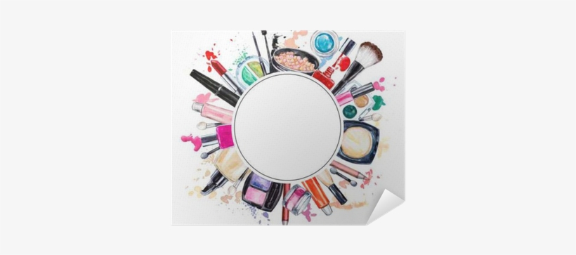 Frame Of Various Watercolor Decorative Cosmetic - Cosmetics, transparent png download