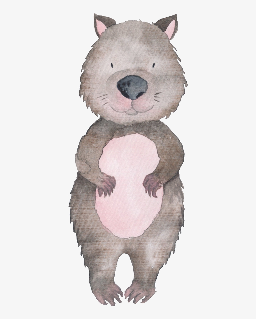 Gray Hand Painted Watercolor Bear Transparent Animal - Free Australian Animal Cartoon, transparent png download