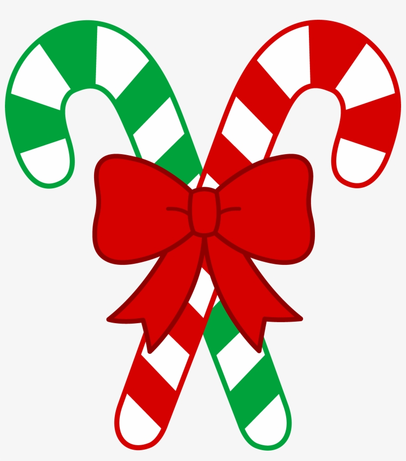 Candy Cane Bow Clipart - Candy Cane Clip Art, transparent png download