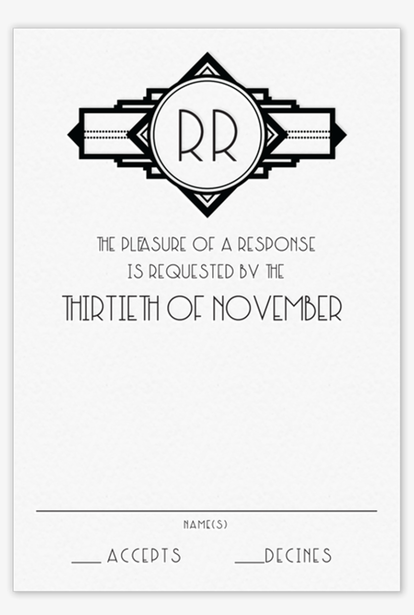 Deco Reply Card - Monogram, transparent png download
