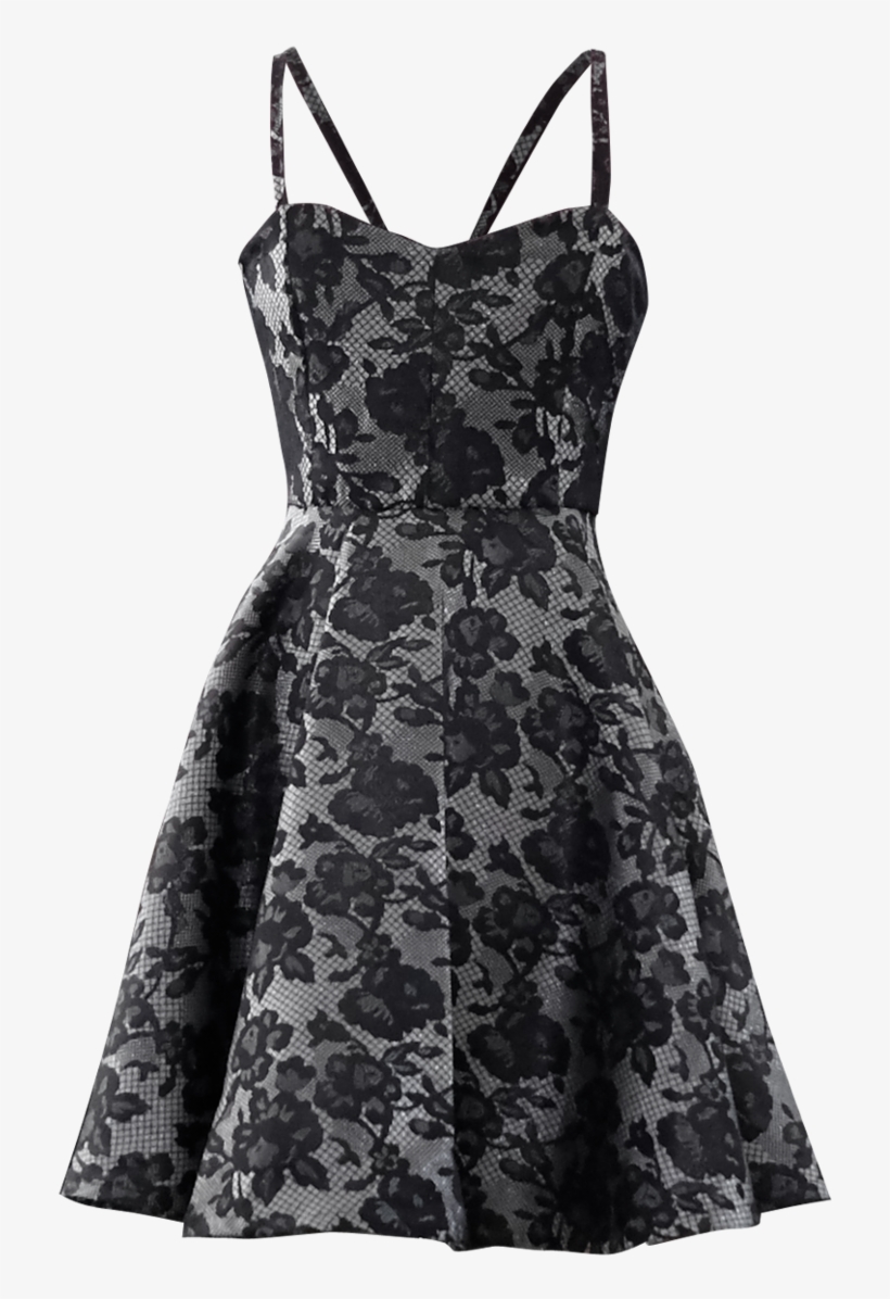 Cocktail Dress Png Pic - Black And Silver Lace Dress, transparent png download
