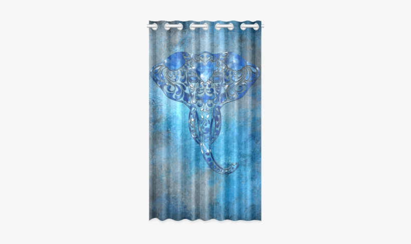 A Blue Watercolor Elephant Portrait In Denim Look New - 1x Ariel Mermaid Sunset Silhouette Polyester Window, transparent png download