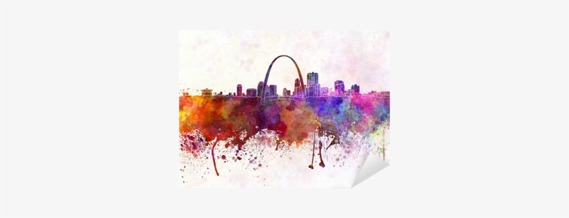 St Louis Skyline In Watercolor Background Sticker • - St Louis Skyline In Watercolor Background, transparent png download