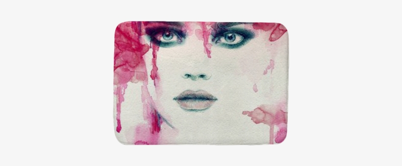 Watercolor Illustration Bath Mat • Pixers® • We Live - Cool Illustration Journal 200 Page Lined Lovely Face, transparent png download