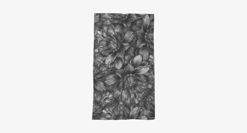 Seamless Watercolor Pattern With Black And White Peonies - Watercolor Painting, transparent png download