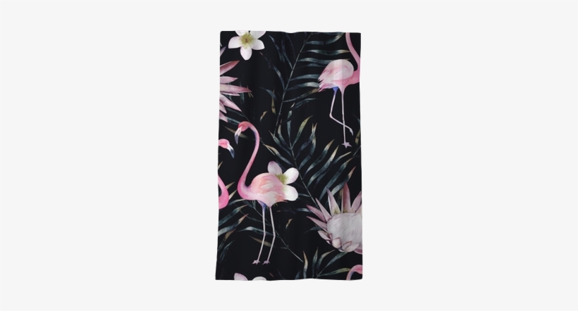 Watercolor African Protea, Flamingo And Tropical Leaves - Watercolor Painting, transparent png download