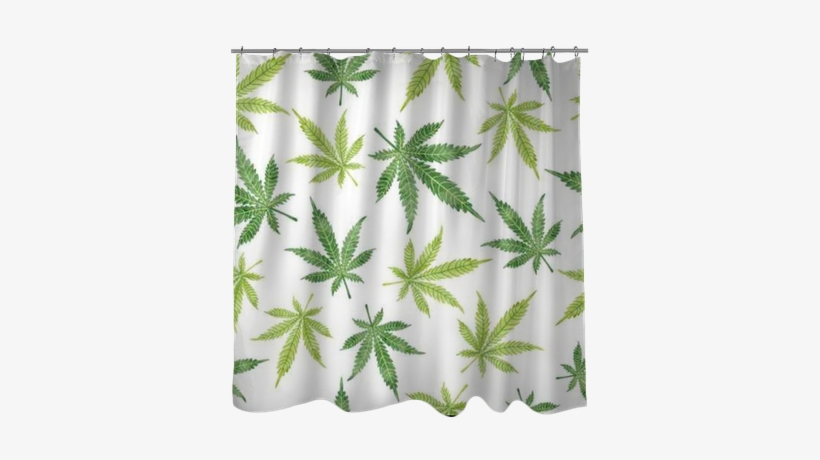 Watercolor Marijuana Leaves Seamless Pattern - Curtain, transparent png download