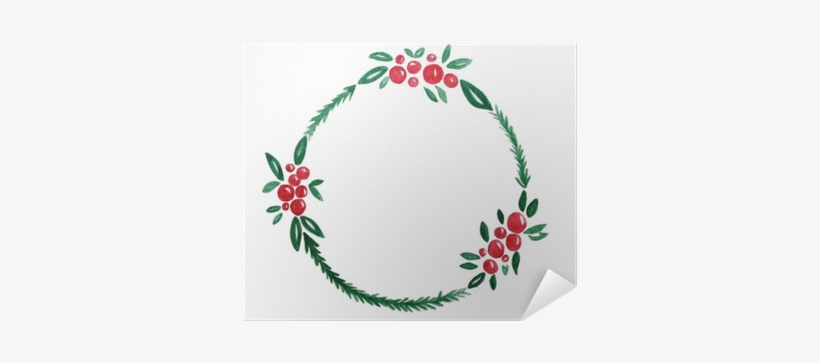 Christmas Wreath Watercolor Drawing On White Paper - Jpg Christmas Wreath Watercolor, transparent png download