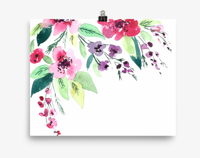 Watercolor Flowers Photo Paper Poster - Watercolor Painting, transparent png download