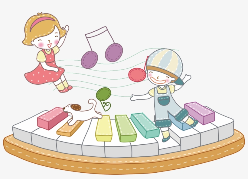 Cartoon Piano Child Playing Piano - Piano, transparent png download