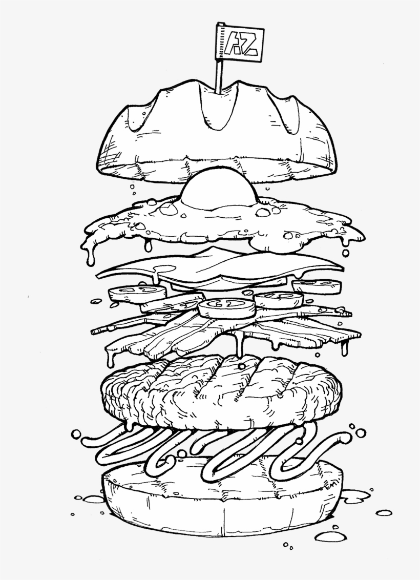 Picture Black And White Download Pin By Addam North - Hamburger Drawing, transparent png download