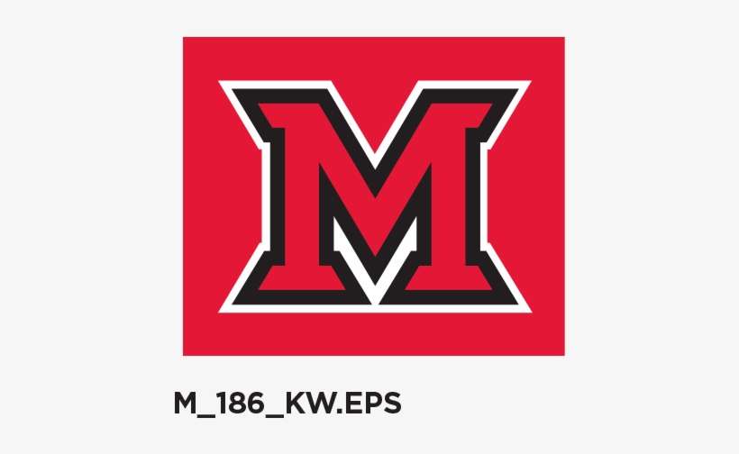 Red Beveled-m With Black And White Border On A Red - Miami University, transparent png download