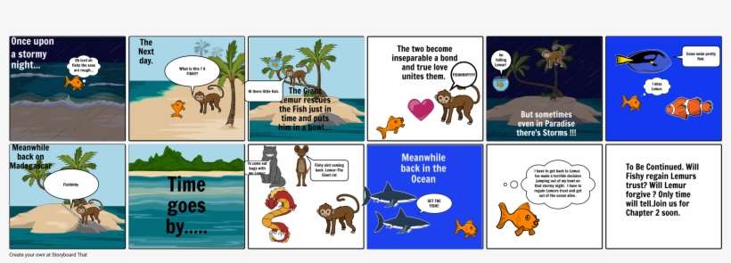 Fishy And Lemur - Cartoon, transparent png download