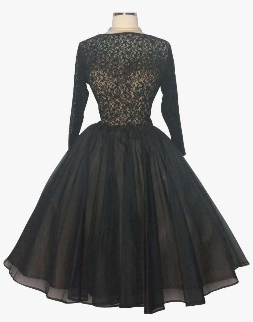 Vintage Dress//party Dress//full Circle Dress//lace//black - Gown, transparent png download