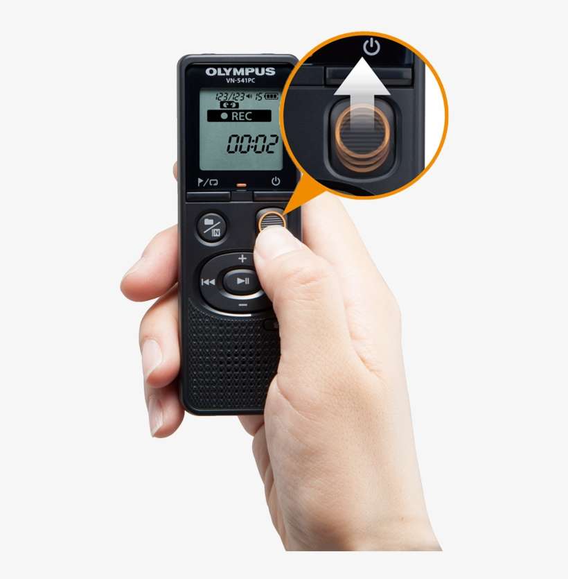 The Switch Is Located On The Front Of The Recorder, - Olympus Vn-541pc Digital Voice Recorder - 4 Gb, transparent png download