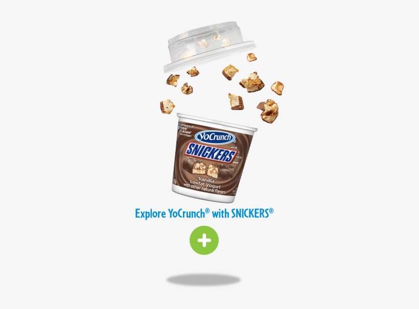 Yocrunch Vanilla Lowfat Yogurt With Snickers Topping - Yocrunch Yogurt, Lowfat, Vanilla, With Snickers Pieces, transparent png download