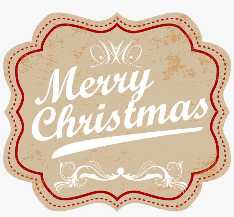 Vintage Retro Label Badge Ribbon Transparent Png Amp - Merry Christmas Greetings Green, transparent png download