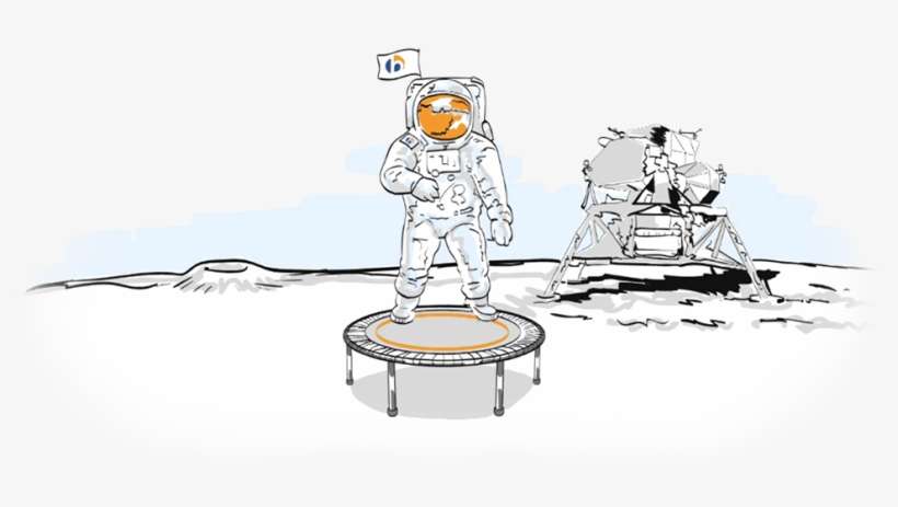 A Graphic Representation Of An Astronaut On The Moon - Astronaut Trampoline, transparent png download