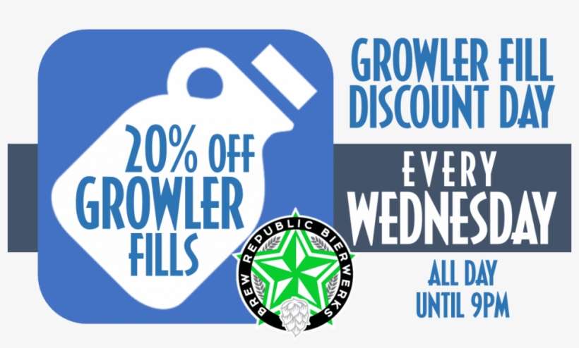 Growler Fill Discount Wednesdays - Brew Republic Bierwerks, transparent png download