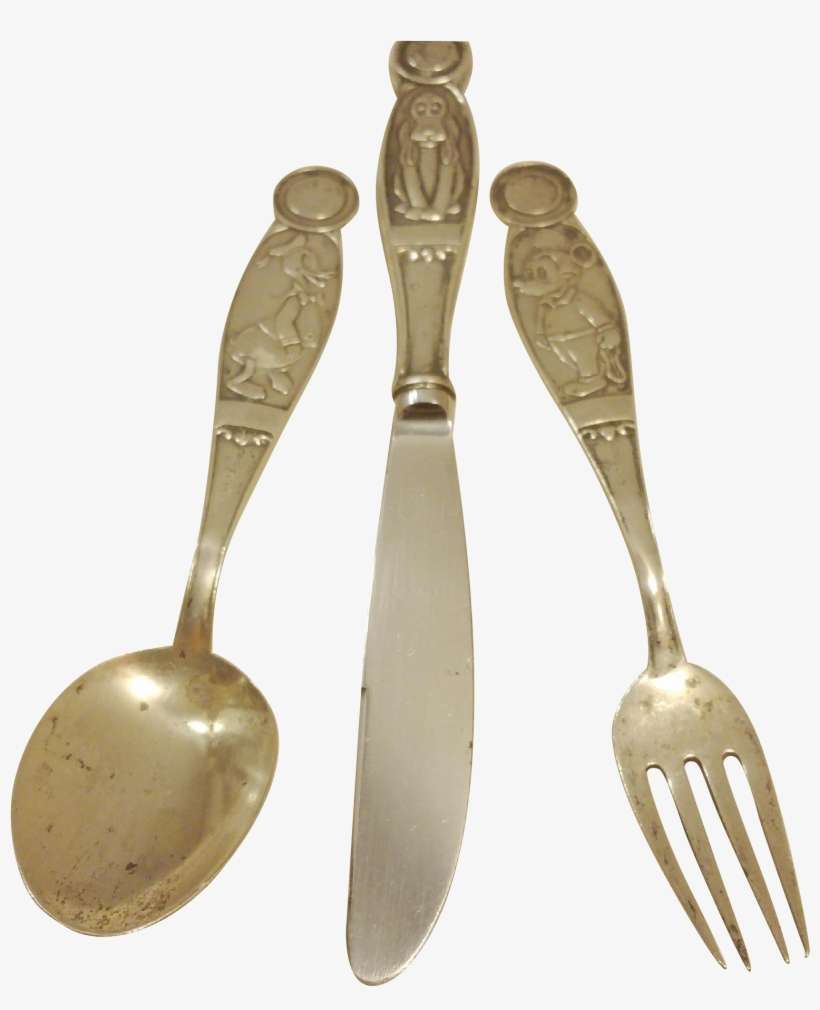 1950th Vintage Silver Set Of Three Pieces Walt Disney - Donald Duck, transparent png download