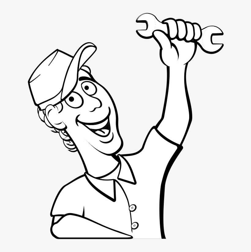 Cartoon Black And White Mechanic, transparent png download