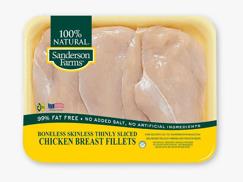 Boneless, Skinless, Thinly Sliced Chicken Breast Fillets - Sanderson Farms Chicken Breast, transparent png download