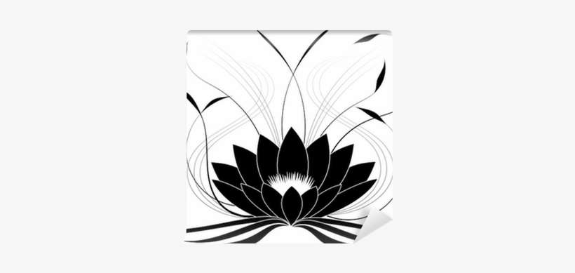 Black Japanese Lotus Wall Mural • Pixers® • We Live - Lotus Flower Black And White Buddhism, transparent png download