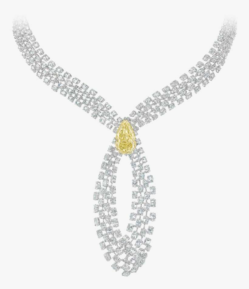 Fancy Yellow Pear-shaped Diamond And Diamonds Necklace - Pear Tomato, transparent png download