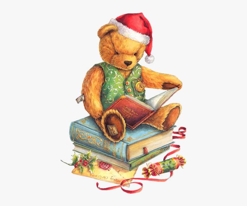 Books Png Clipart, Is - Christmas Teddy Bear Reading, transparent png download