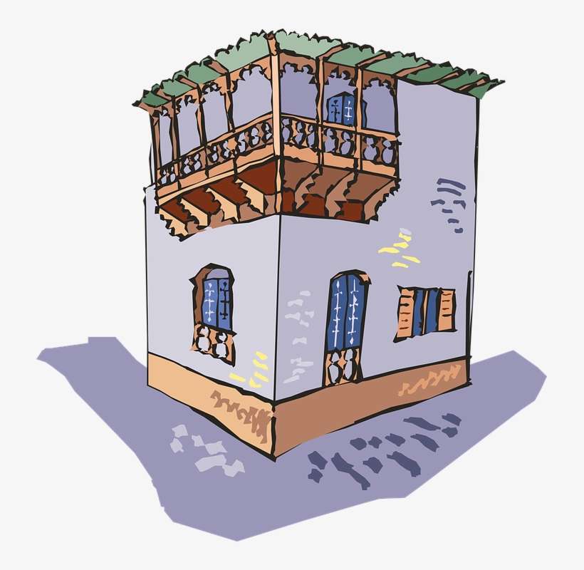 Balcony Clipart Apartment Balcony - Sign Building Corner Cartoon, transparent png download