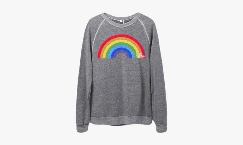 Hello Sweatshirt With Rainbow - Sweater, transparent png download