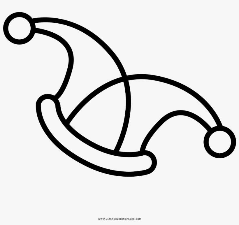 Jester Hat Coloring Page - Line Art, transparent png download