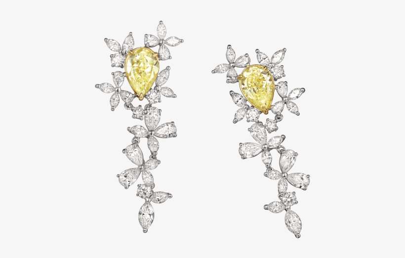 Fancy Yellow Pear Shaped Diamond Earrings - Crystal, transparent png download
