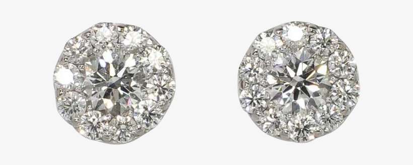 White Diamond Earrings Estate 2ct T W Fulfillment Hearts - Transparent Background Diamond Earring Png, transparent png download