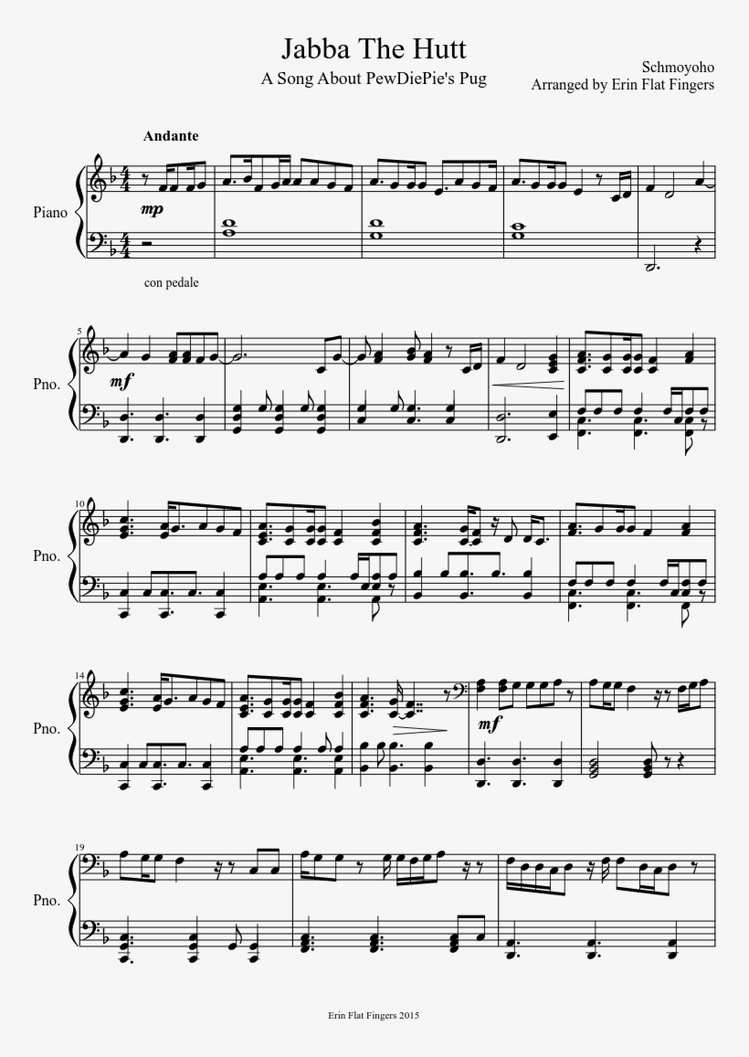 Jabba The Hutt Sheet Music Composed By Schmoyoho Arranged Comme Un Homme Mulan Partition PNG