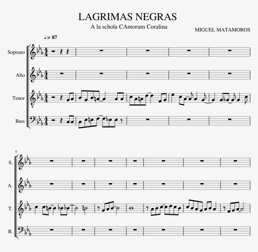 Lagrimas Negras Sheet Music Composed By Miguel Matamoros - Music, transparent png download