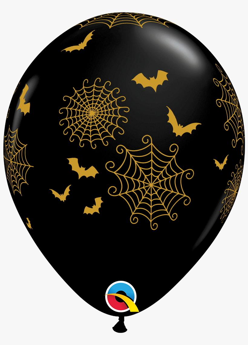 25 Latex Qualatex Balloons 11" Spider Webs & Bats Halloween - Spider Webs And Bats Halloween Latex Balloon, transparent png download