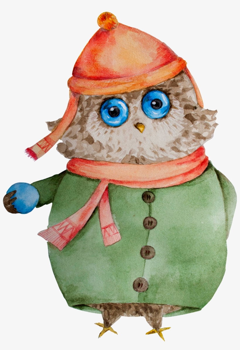 El Búho Es Un Png Transparente En Un Gorro De Algodón - Watercolor Painting, transparent png download