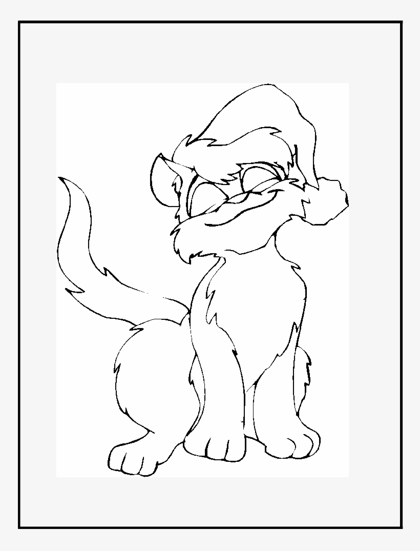 Gatito Con Sombrero De Navidad Para Iluminar - Coloring Book, transparent png download